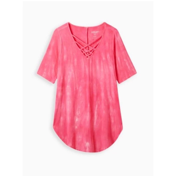 TORRID Pink Tie Dye Strappy T Shirt - Picture 4 of 8